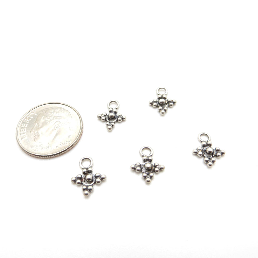 Bali Sterling Silver Granulated Cross Charm - 8 x 11mm