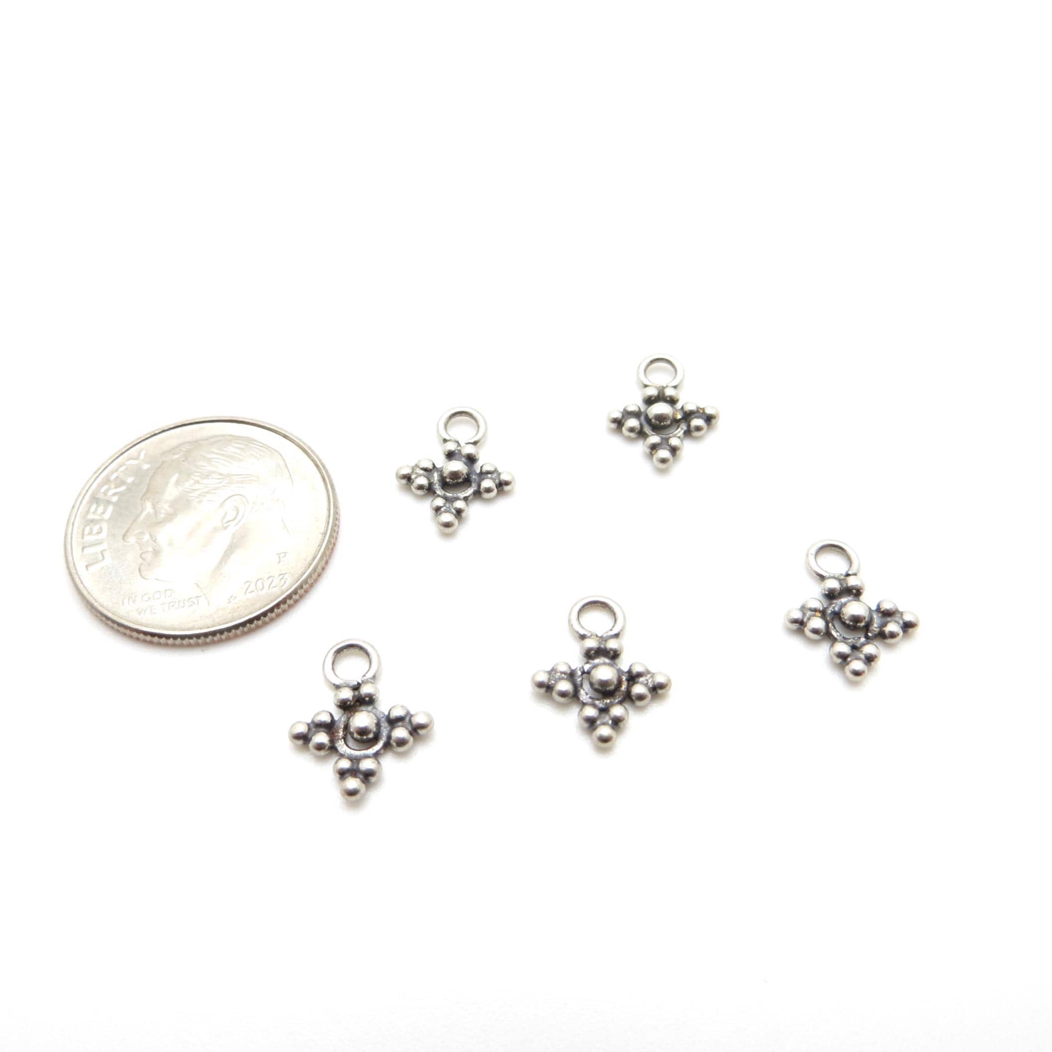 Bali Sterling Silver Granulated Cross Charm - 8 x 11mm