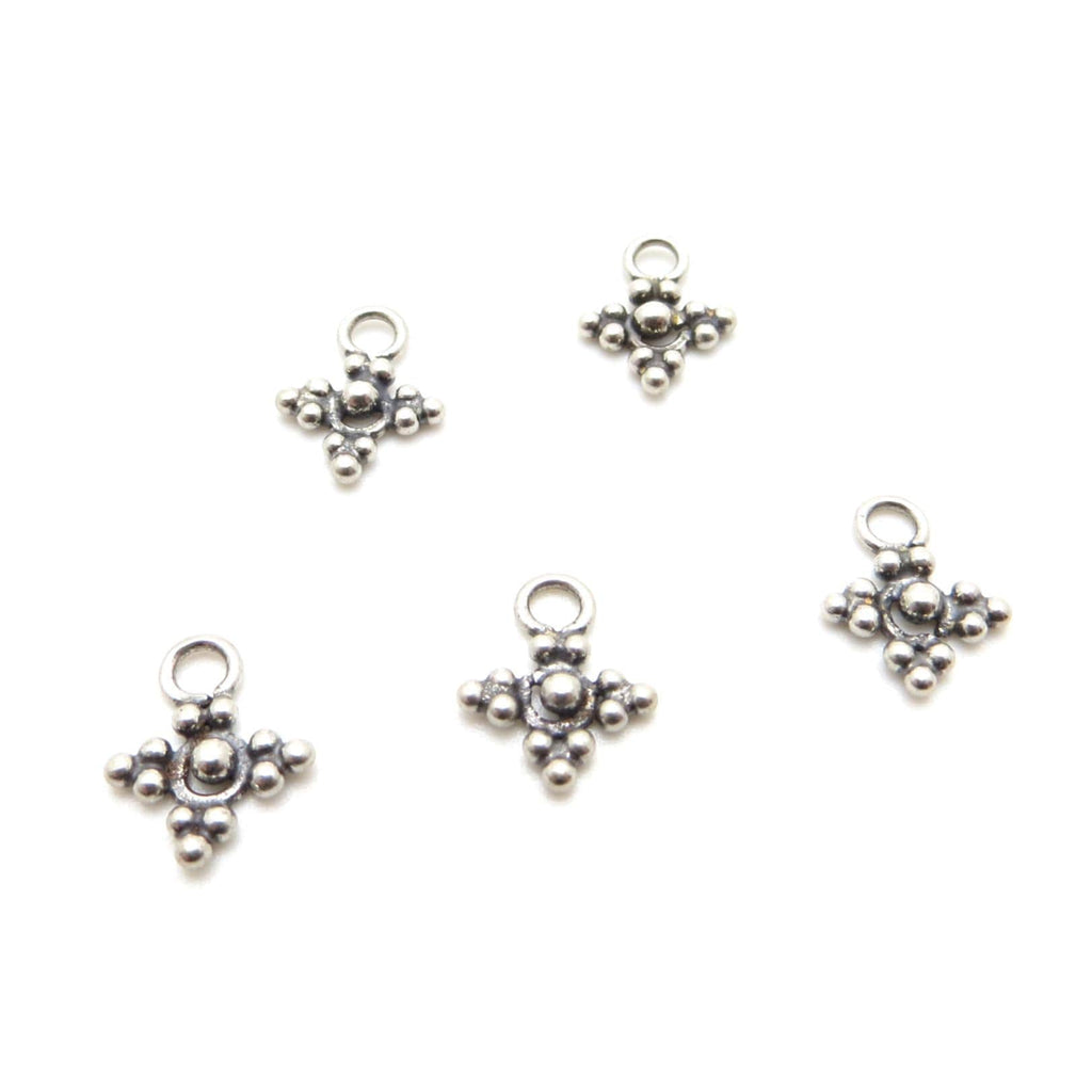 Bali Sterling Silver Granulated Cross Charm - 8 x 11mm
