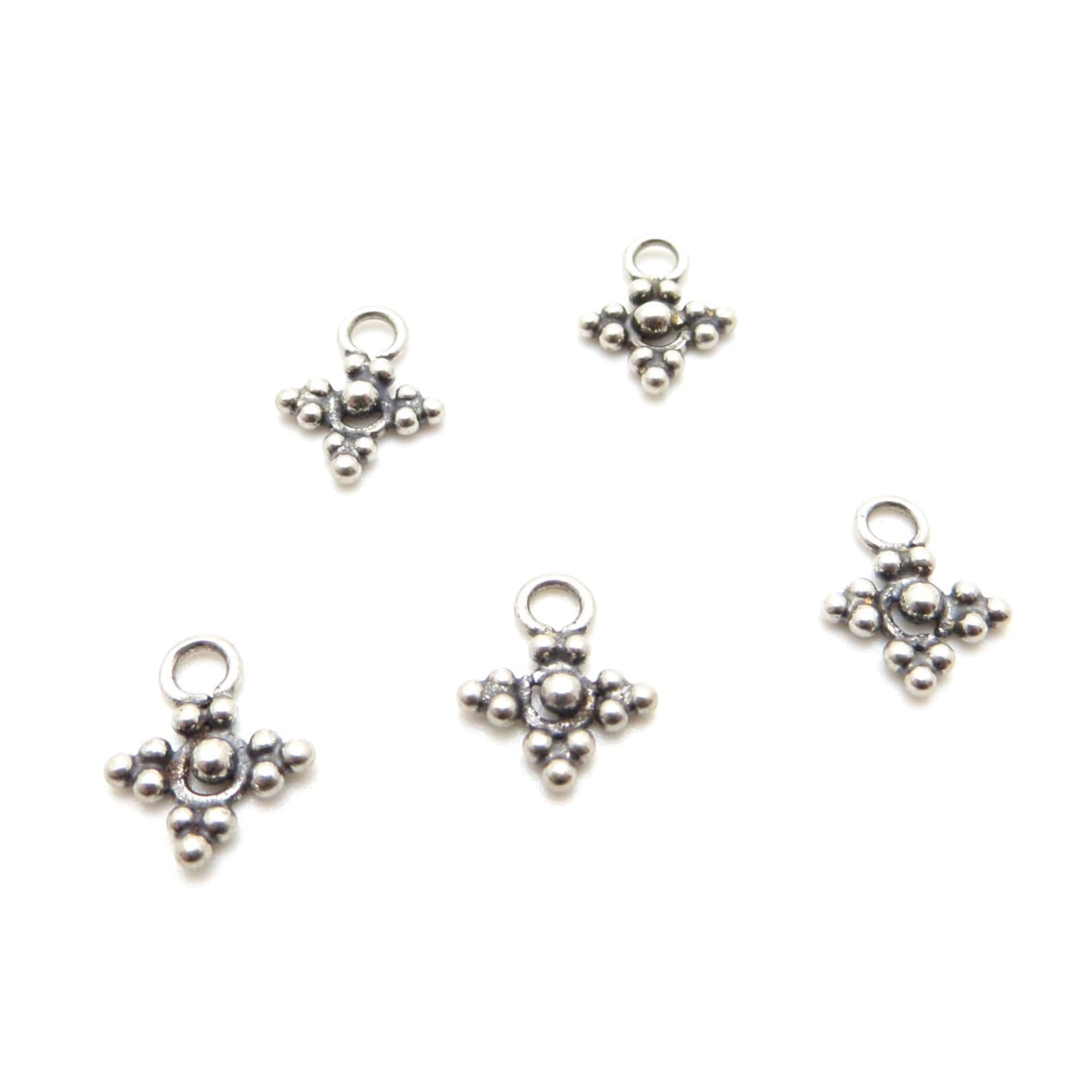 Bali Sterling Silver Granulated Cross Charm - 8 x 11mm